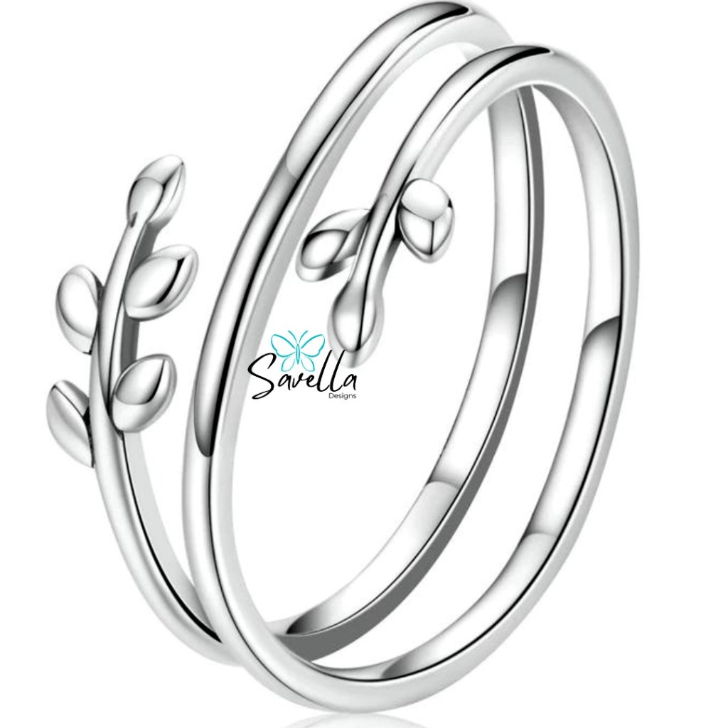 Resizable Minimalist Solid 925 Silver Leaf Ring
